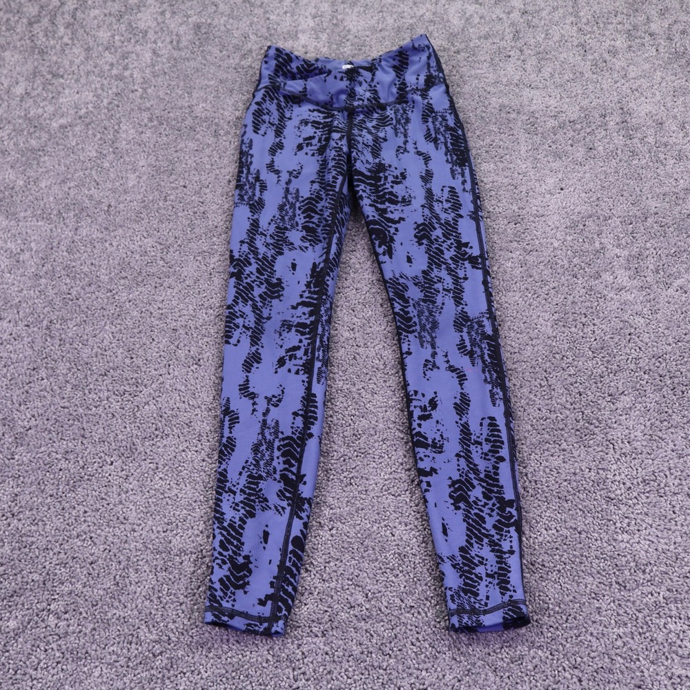 Athletic Works Leggings Womens Extra Small Purple Black Abstract Active Yoga